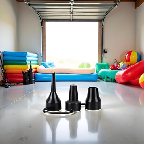 Black Air Pump Replacement Nozzles, Plastic Pump Nozzles, 3 Sizes Inflatable Pump Nozzles Head, Air Pump Inflator Adaptor Accessory for Partial Air Bed, Air Mattress Accessories