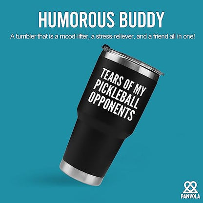 Panvola Tears of My Pickleball Opponents Tumbler Sports Player Coach Gifts Vacuum Insulated Stainless Steel Tumbler With Removable Lid And Straw (30 oz) - style: 30 oz