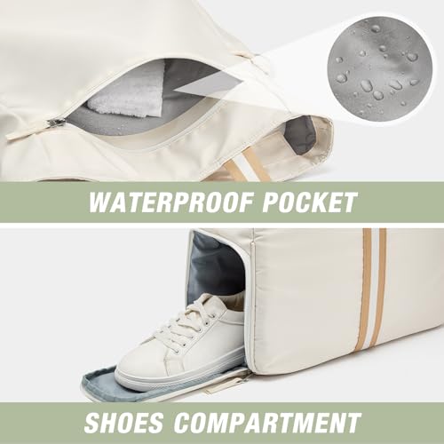 G4Free Pickleball Bag, Pickleball Tote Bag for Women Men, External Ball Bag with Shoe Compartment & Paddle Cover Pocket - color: Beige&yellow