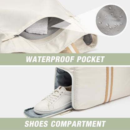 G4Free Pickleball Bag, Pickleball Tote Bag for Women Men, External Ball Bag with Shoe Compartment & Paddle Cover Pocket - color: Beige&yellow
