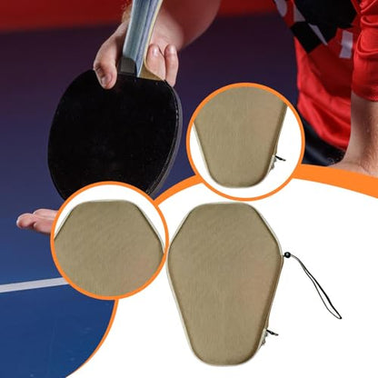 Menolana Table Tennis Racket Cover Portable Thoughtful Gift EVA Storage Bag Paddle Case for Travel Outdoor Indoor Training, light brown, 28.5cmx20.5cm