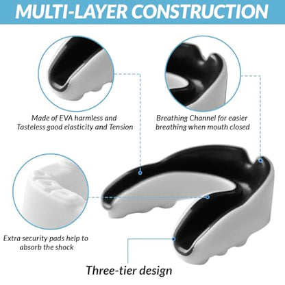 Custom Fit Mouth Guards – Tailored Comfort – Youth and Adult Sizes – Ideal for Soccer, Rugby, Boxing, Basketball, Mixed Martial Arts, Kick Boxing and More – Includes Storage Case