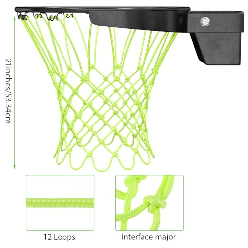 Nogeqi Nightlight Basketball Net Replacement, Basketball Hoop Net, Nylon Basketballs Nets Heavy Duty Outdoor, Fits Outdoor Indoor Standard Rim, All Weather Anti Whip Anti-Entanglement(12 Loops)