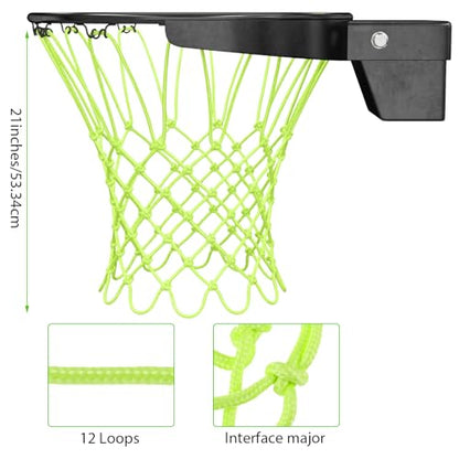 Nogeqi Nightlight Basketball Net Replacement, Basketball Hoop Net, Nylon Basketballs Nets Heavy Duty Outdoor, Fits Outdoor Indoor Standard Rim, All Weather Anti Whip Anti-Entanglement(12 Loops)