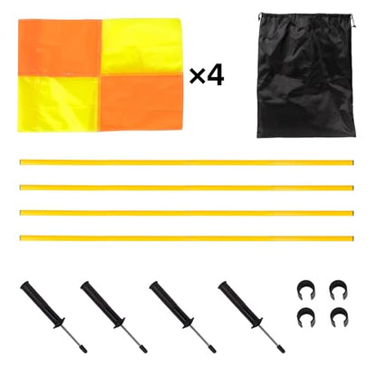 5FT Soccer Corner Flags for Soccer Field Set of 4,Soccer Flags Agility Poles Soccer Training Poles,Spring Loaded Adjustable Speed and Agility Training Equipment With Storage Bag