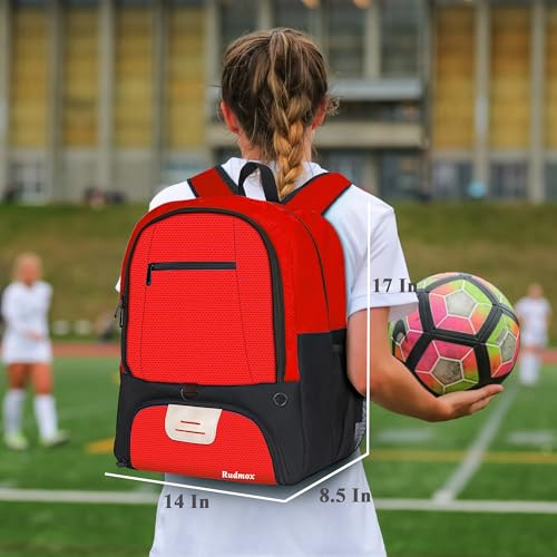 Soccer Ball Bag-Backpack for Basketball,Volleyball with Cleat Shoes and Ball Compartment for Sports Team,Trainning - color: Red