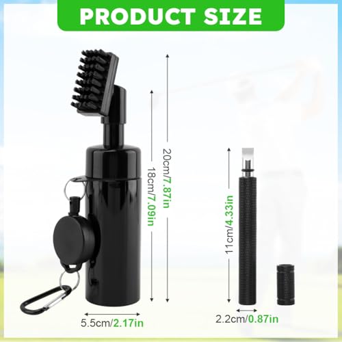 2Pack Golf Club Cleaner Brush,Golf Groove Sharpener Tool Golfs Club Brush with Retainer Clip and Squeeze Water Bottle,Holds 5 Ounces of Water,Essentials Golfs Accessories