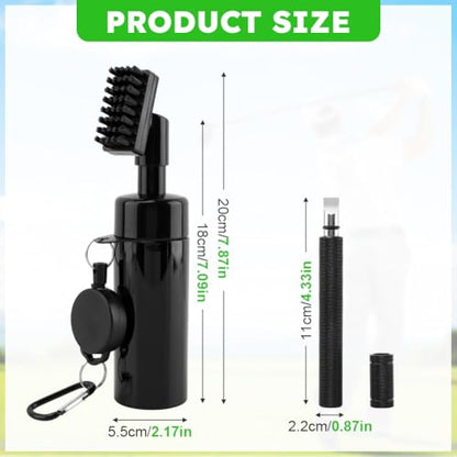 2Pack Golf Club Cleaner Brush,Golf Groove Sharpener Tool Golfs Club Brush with Retainer Clip and Squeeze Water Bottle,Holds 5 Ounces of Water,Essentials Golfs Accessories