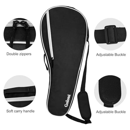 Goloni Tennis Bag for 3-4 Rackets, Water-Resistant Racket Bag with Padded Protection for Men Women Adults - color: Black