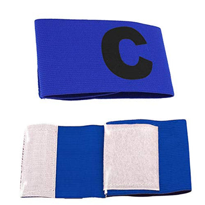 COMOK Football Soccer Elastic Captain Armband Basketball Adjustable Player Bands for Kids and Youth, 5 Pack - color: Blue