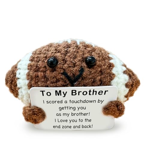 Mini Handmade Crochet Football Birthday Gift for Brother, Emotional Support Football Inspirational Gift for Brother - color: Football4