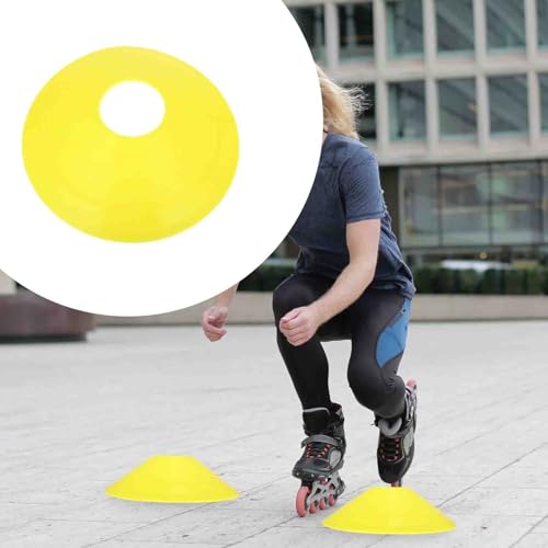 Ciieeo 12pcs Yellow Portable Disc Cones Football Training Plates Multi-Function Soccer Agility Markers for Sports Practice and Coaching
