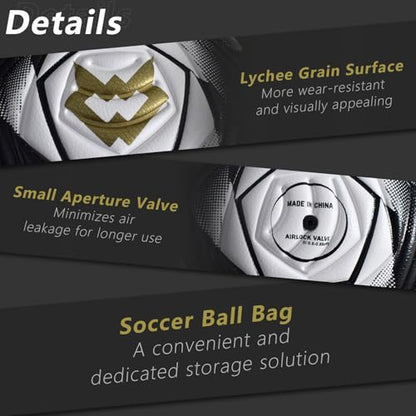 WVVOU Soccer Ball Size 5, Matches and Training Soccer Ball, 3.5mm Thickened Pu, Suitable for Indoor or Grassland Beach and Muddy Ground, Adaptable All-Weather for Teenagers
