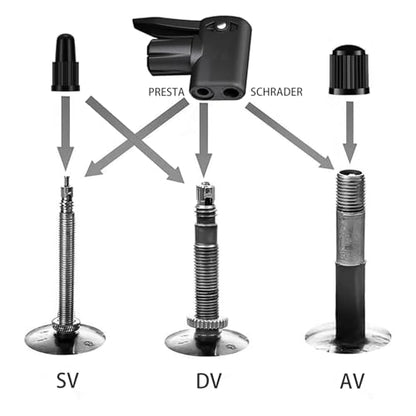 Bicycle Valve Adapter Set, Replacement Pump Head with Dual Valves for All Bicycles Car, Bike Valve Converter, Ball Pump Connection Hose, Ball Pump Needles, Air Pump Adapter for Bicycle Pumps