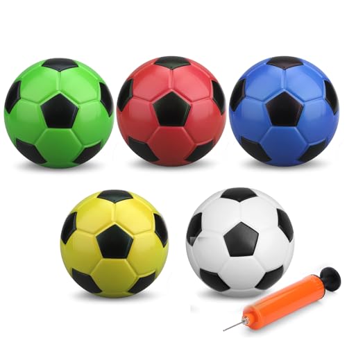 5 PCS 6 Inch Mini Soccer Ball Set with Pump, PVC Soft Toddler Soccer, Indoor Outdoor Sports Toys for Kids, Pool Beach Lawn Games, Classic Black White Training Balls, Birthday Gift for Boys Girls - color: multicolor