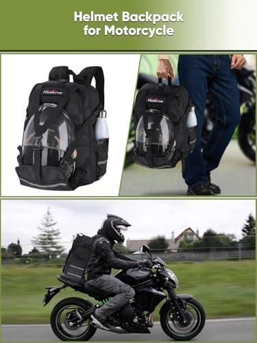Motorcycle Backpack for Men, Waterproof Helmet Backpack, Helmet Holder Riding Bag, Large Capacity Cycling Motorcycle Accessories Gifts, Hiking Storage Bag for Basketball Football Soccer Black