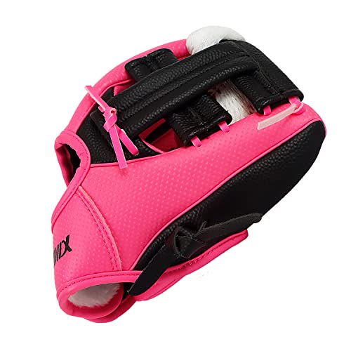 PHINIX Baseball Glove Tee-Ball Mitts for Kids Play & Training 8.5"-9" - color: Pink with Ball, size: 8.5"