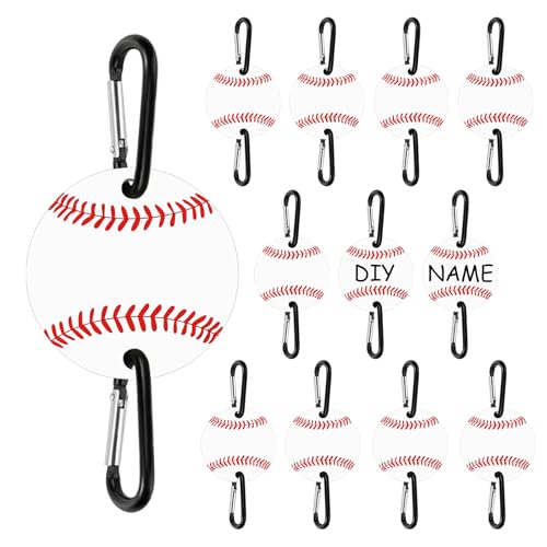 Baseball Bag Fence Hooks – Thick Fence Clips with Writable Acrylic Plates – Dugout Organizer for Baseball Gear, Backpacks, Helmets, Bottles, Team Gifts - style: 12 packs