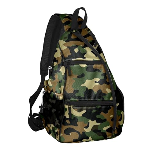 Pickleball Bag Camouflage Green Pickle Ball Backpack for Women Men Premium Lightweight Crossbody Sling Bag Sports Backpack for Pickleball Paddle Tennis - color: Camouflage Green