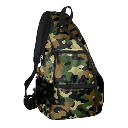 Pickleball Bag Camouflage Green Pickle Ball Backpack for Women Men Premium Lightweight Crossbody Sling Bag Sports Backpack for Pickleball Paddle Tennis - color: Camouflage Green