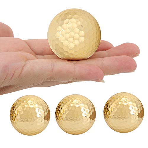 Golden Golf Balls, Pack of 4, Portable Double Layer Gold Plating, Professional Practice Balls for Golfers, Lovers, Beginners