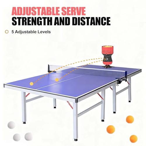Table Tennis Robot with Dual Spin Mode, Automatic Ping Pong Machine – Switch Between Straight & Spin Balls, Adjustable Speed 15m/s
