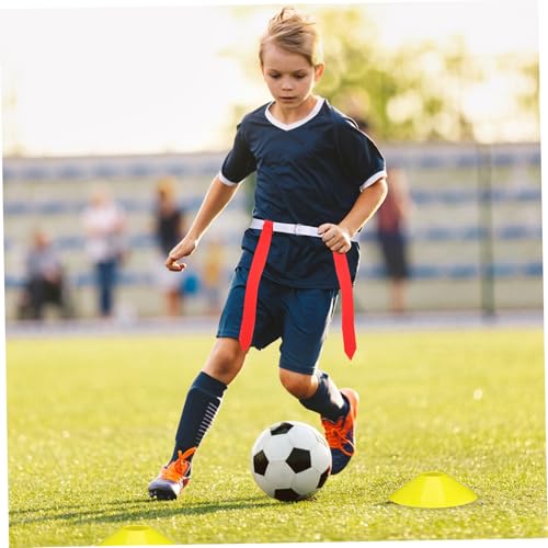 Yardwe 16Pcs Flag Football Set Adjustable Belts Cones for Youth Training Durable Football Flags Belts for Players Includes Drawstring Bag for