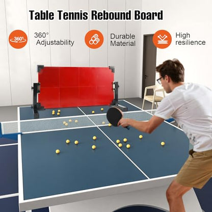 Table Tennis Rebound Board Rebounder with 8 Rubbers, Improved 2nd Generation Pingpong Return Board Self Training Equipment, Strong Steel Frame & Wheels (Stand Model) - style: 60 x 33cm - Table Model