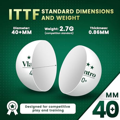 24 Pack 3-Star White Table Tennis Balls, Premium 40+ ABS Regulation Bulk Ping Pong Balls for Competition & Training, for Indoor/Outdoor Play