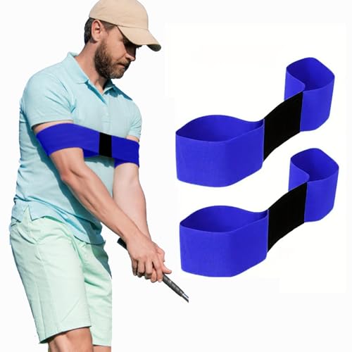 2-Pack Golf Swing Connector Band - Swing Plane Trainer for Arm Sync & Posture Correction, Instant Feedback Aid for Beginners/Pros (Elastic Durable Design) - color: BLUE