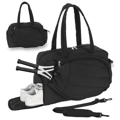 Roomy Tennis Gym Bag for Women - Tennis Tote Holds 2 Rackets, Shoe Compartment&Wet Pocket, Lightweight Sports Duffle, Fits 15.6" Laptop, Overnight Weekend Bag with Shoulder