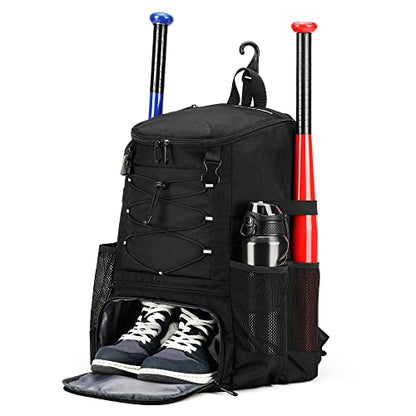 Softball Bag, Baseball Equipment Backpack for Youth Girls Adult, Lightweight With Shoe Compartment, Fence Hook for TBall, Bat, Helmet
