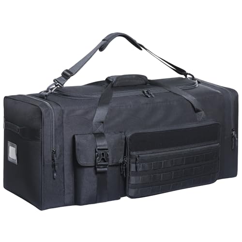 100L Sports Duffle Bag – 32" Large Gear Bag for Men & Youth, Baseball, Soccer & Track Equipment, Heavy Duty Travel Weekender & Flight Duffel with Large Side Pockets (Black)