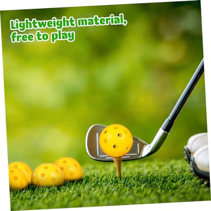 Garneck 24pcs Golf Practice Ball Practice Golf Color Ball Indoor Bulk Airflow Hollow Beginner Use Putting Trainer Training Plastic Yellow