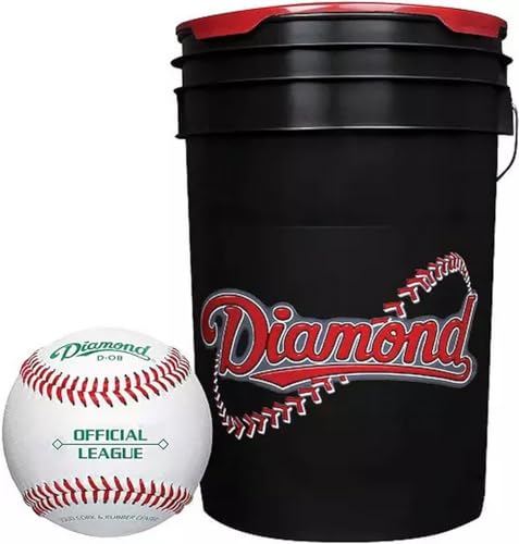 Diamond 6-Gallon Ball Bucket with 30 DOB Baseballs, Black