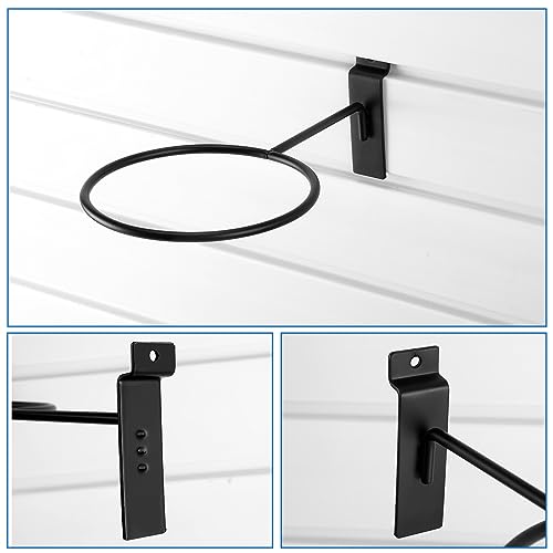 Gisafai 6 Pcs Basketball Holder Wall Mmount Slatwall Metal Ball Storage Multi Function Ball Holder Universal Basketball Display Rack for Sport Football Volleyball Soccer Display - color: Black