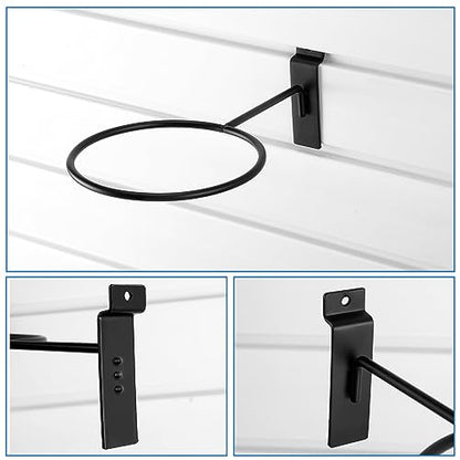 Gisafai 6 Pcs Basketball Holder Wall Mmount Slatwall Metal Ball Storage Multi Function Ball Holder Universal Basketball Display Rack for Sport Football Volleyball Soccer Display - color: Black