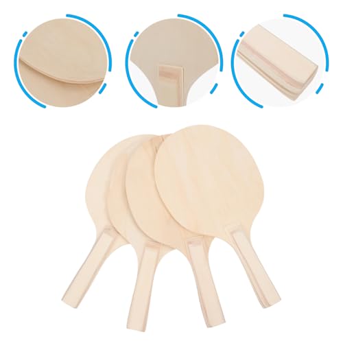 BESPORTBLE Racket Suit 4pcs Wooden Beach Paddles with Comfortable Grip for Outdoor Sports Badminton and Table Tennis Fun