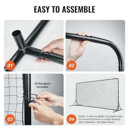 VEVOR Soccer Rebound Trainer, Iron Soccer Training Equipment, Sports Football Rebounder Wall, Double-Sided Rebounding Net, Easy Assembly, Perfect for Backyard Practicing, Solo Training, Passing - size: 12x6FT