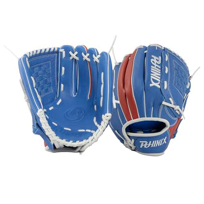 PHINIX Full Grain Leather Baseball Glove Sizes 11Inch -12 Inch - color: Blue&Red, size: 12"
