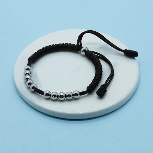 Premium Golf Stainless Steel 10 Bead Score Counter Bracelet, Golf Stroke Count Bracelet, Resizable Easy Adjust Golf Round Scoring Tracker, Durable Stylish Golf Accessory - style: Black