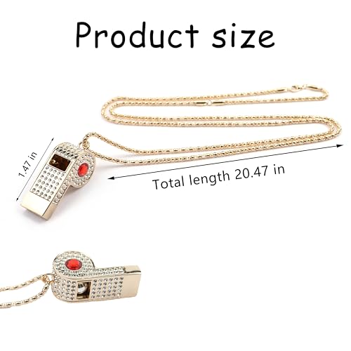 Metal Chain Rhinestone Whistle, Necklace Whistle, Suitable for Coaches, Referees,Lifeguard, Sports Activities (Gold) - color: Red