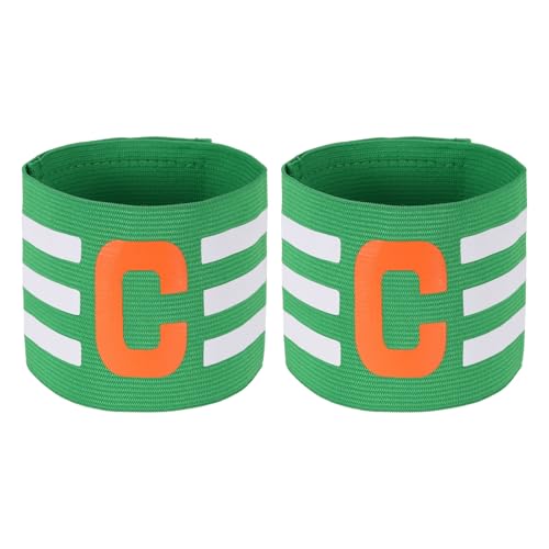 Captain Arm Bands for Soccer, Soccer Captain C Armband, Classic Striped Elastic Protective Arm Badge Player Bands - color: Grass Green