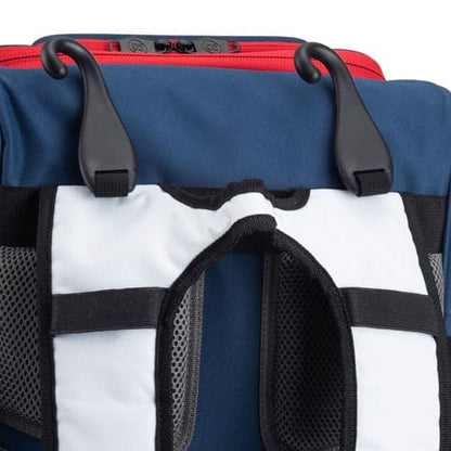 Tournament Backpack Baseball Bag, Large Capacity Bat Holder, Softball Bag with Shoe Compartment and Fence Hook, Red/White/Blue