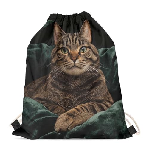 Mumeson Cat Print Drawstring Backpack Kids Girls School Shoulder Sport Sackpack Women’s String Bag for Cat’s Lover - color: Cat