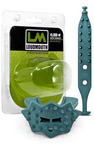 Loudmouth Football Mouth Guard - 3D SpikeSurge Football Mouthpiece with Strap, Fits Adult & Youth, Mouth Guard Football Accessories (Spartan Dark Green) - color: Spartan Dark Green