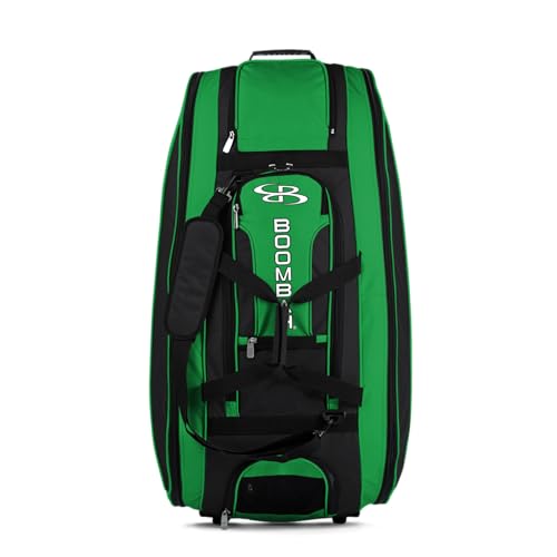 Boombah Beast Rolling Bat Bag - Multiple Color Options - Holds 8 Bats, Glove and Shoe Compartments - color: Black/Kelly Green