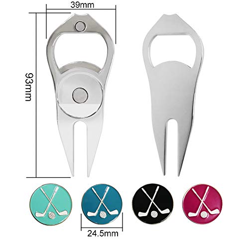 Golf Divot Repair Tool with Ball Marker, A Unique and Multi-Functional Golf Accessory, Nickel - color: Golf club and ball,Black 1