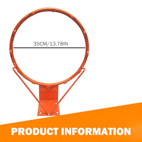 Basketball Rim, Heavy Duty Shock-Absorbing Wall Mounted Basketball Rim, Replacement for Driveway Backyard (Orange, 35cm)