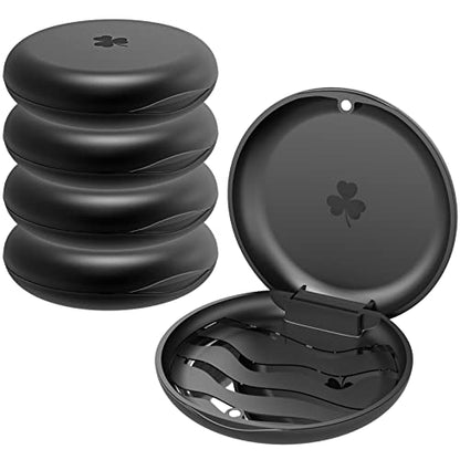 (5 Pack) Retainer Case,Solid Orthodontic Retainer Case-Black